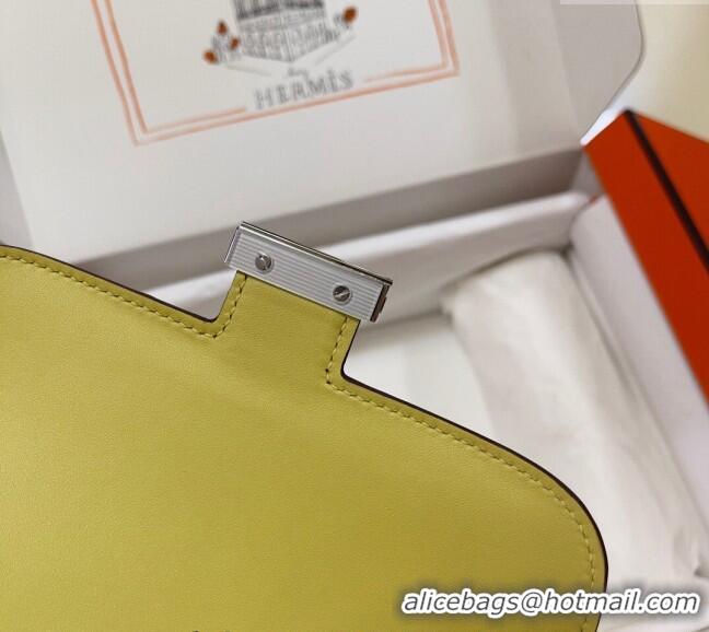 Top Quality Hermes Constance Mini Bag 18cm in Epsom Palm-Grained Leather 8057 Chick Yellow/Silver 2024 (Half Handmade)