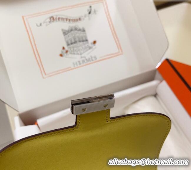 Top Quality Hermes Constance Mini Bag 18cm in Epsom Palm-Grained Leather 8057 Chick Yellow/Silver 2024 (Half Handmade)