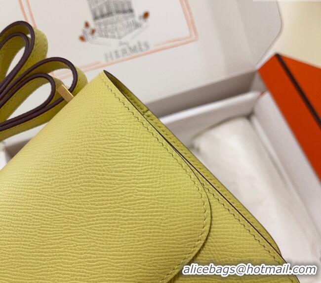 Top Grade Hermes Constance Mini Bag 18cm in Epsom Palm-Grained Leather 8057 Chick Yellow/Gold 2024 (Half Handmade)