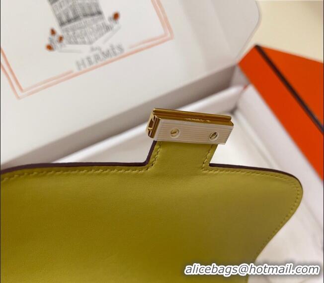 Top Grade Hermes Constance Mini Bag 18cm in Epsom Palm-Grained Leather 8057 Chick Yellow/Gold 2024 (Half Handmade)