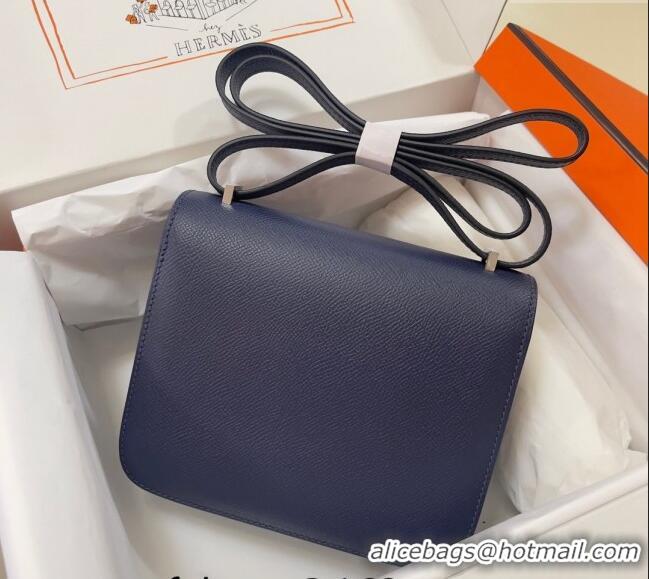 Affordable Price Hermes Constance Mini Bag 18cm in Epsom Palm-Grained Leather 8057 Stone Blue/Silver 2024 (Half Handmade