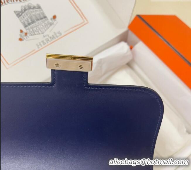 Well Crafted Hermes Constance Mini Bag 18cm in Epsom Palm-Grained Leather 8057 Stone Blue/Gold 2024 (Half Handmade)