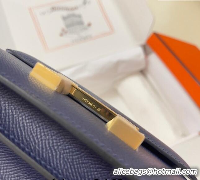 Well Crafted Hermes Constance Mini Bag 18cm in Epsom Palm-Grained Leather 8057 Stone Blue/Gold 2024 (Half Handmade)