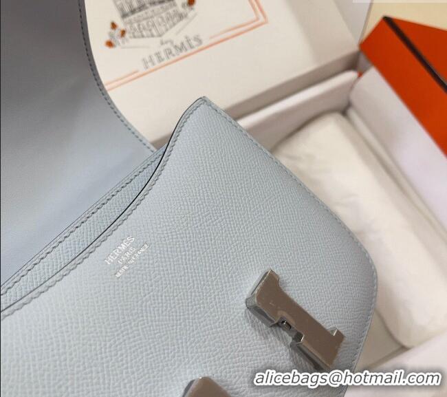 Super Quality Hermes Constance Mini Bag 18cm in Epsom Palm-Grained Leather 8057 Grail Blue/Silver 2024 (Half Handmade)