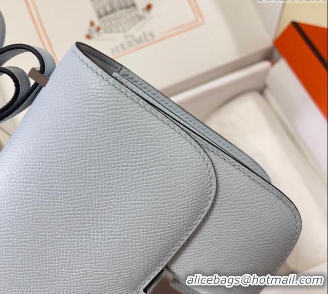 Super Quality Hermes Constance Mini Bag 18cm in Epsom Palm-Grained Leather 8057 Grail Blue/Silver 2024 (Half Handmade)