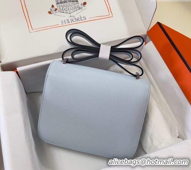 Super Quality Hermes Constance Mini Bag 18cm in Epsom Palm-Grained Leather 8057 Grail Blue/Silver 2024 (Half Handmade)