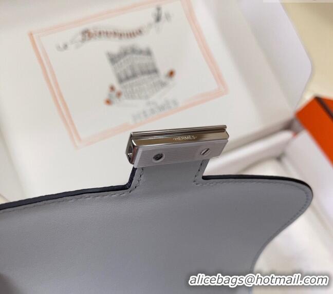 Super Quality Hermes Constance Mini Bag 18cm in Epsom Palm-Grained Leather 8057 Grail Blue/Silver 2024 (Half Handmade)