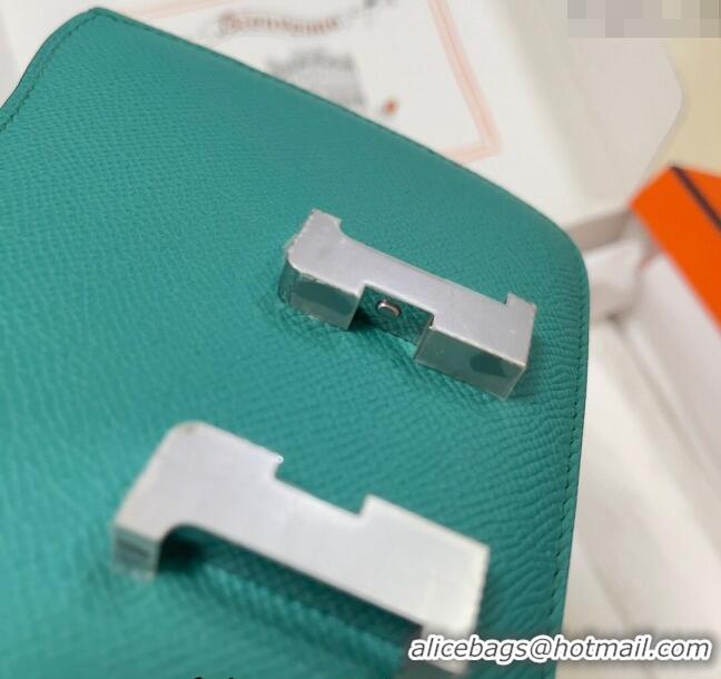 Best Grade Hermes Constance Mini Bag 18cm in Epsom Palm-Grained Leather 8057 Verona Green/Silver 2024 (Half Handmade)