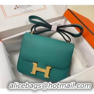 Grade Quality Hermes Constance Mini Bag 18cm in Epsom Palm-Grained Leather 8057 Verona Green/Gold 2024 (Half Handmade)