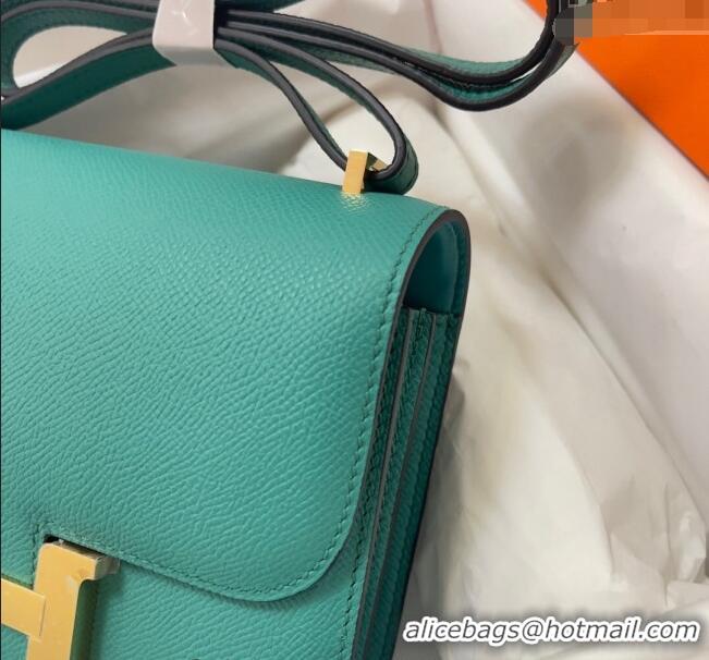 Grade Quality Hermes Constance Mini Bag 18cm in Epsom Palm-Grained Leather 8057 Verona Green/Gold 2024 (Half Handmade)