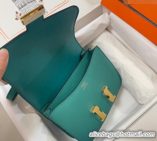 Grade Quality Hermes Constance Mini Bag 18cm in Epsom Palm-Grained Leather 8057 Verona Green/Gold 2024 (Half Handmade)