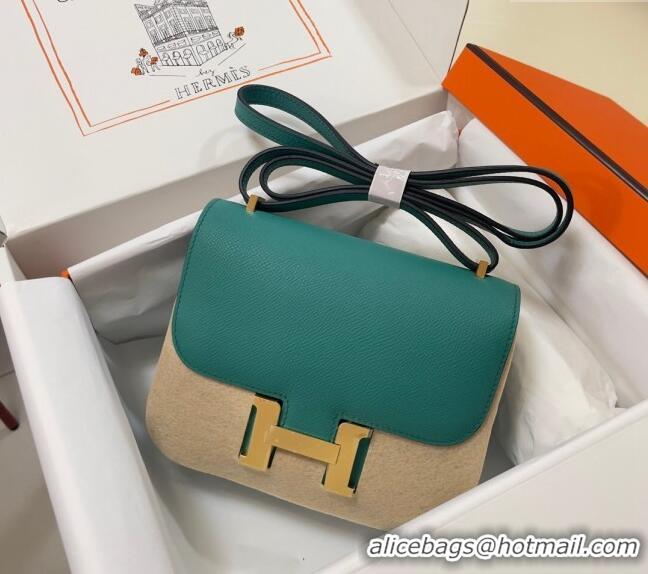 Grade Quality Hermes Constance Mini Bag 18cm in Epsom Palm-Grained Leather 8057 Verona Green/Gold 2024 (Half Handmade)