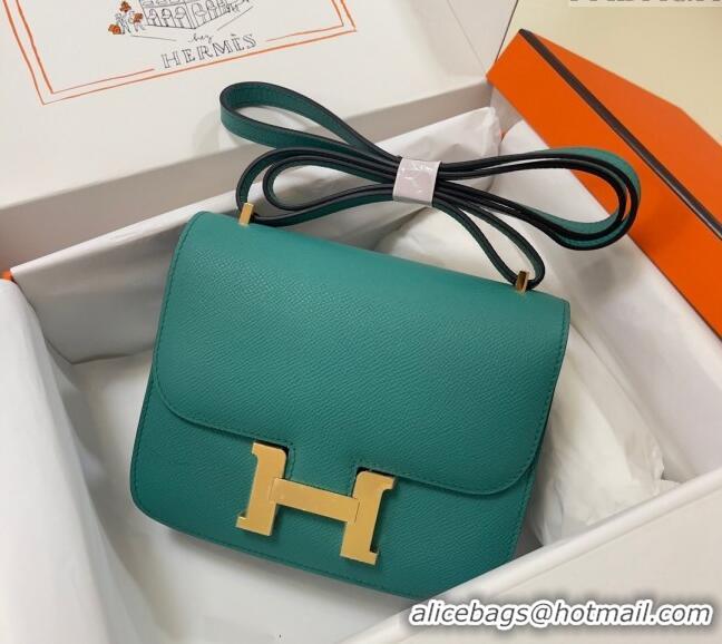 Grade Quality Hermes Constance Mini Bag 18cm in Epsom Palm-Grained Leather 8057 Verona Green/Gold 2024 (Half Handmade)