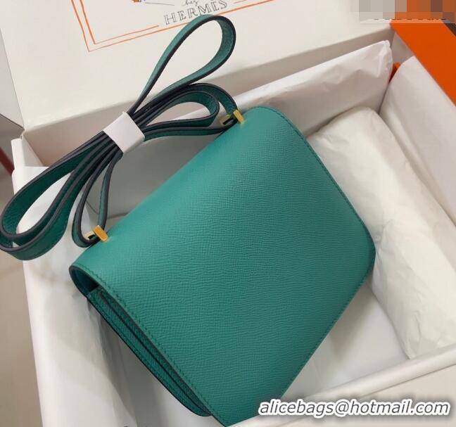 Grade Quality Hermes Constance Mini Bag 18cm in Epsom Palm-Grained Leather 8057 Verona Green/Gold 2024 (Half Handmade)