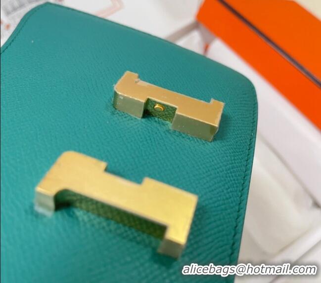 Grade Quality Hermes Constance Mini Bag 18cm in Epsom Palm-Grained Leather 8057 Verona Green/Gold 2024 (Half Handmade)