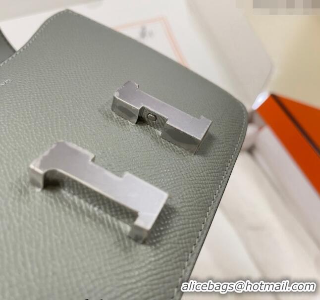 Grade Quality Hermes Constance Mini Bag 18cm in Epsom Palm-Grained Leather 8057 Seagull Grey/Silver 2024 (Half Handmade)