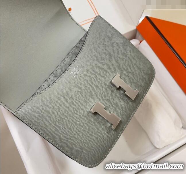 Grade Quality Hermes Constance Mini Bag 18cm in Epsom Palm-Grained Leather 8057 Seagull Grey/Silver 2024 (Half Handmade)