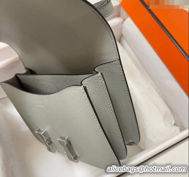 Grade Quality Hermes Constance Mini Bag 18cm in Epsom Palm-Grained Leather 8057 Seagull Grey/Silver 2024 (Half Handmade)