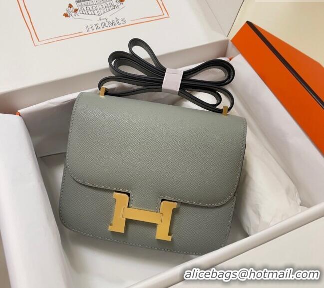 Top Design Hermes Constance Mini Bag 18cm in Epsom Palm-Grained Leather 8057 Seagull Grey/Gold 2024 (Half Handmade)