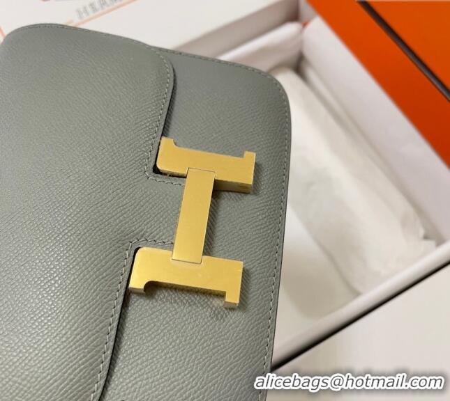 Top Design Hermes Constance Mini Bag 18cm in Epsom Palm-Grained Leather 8057 Seagull Grey/Gold 2024 (Half Handmade)