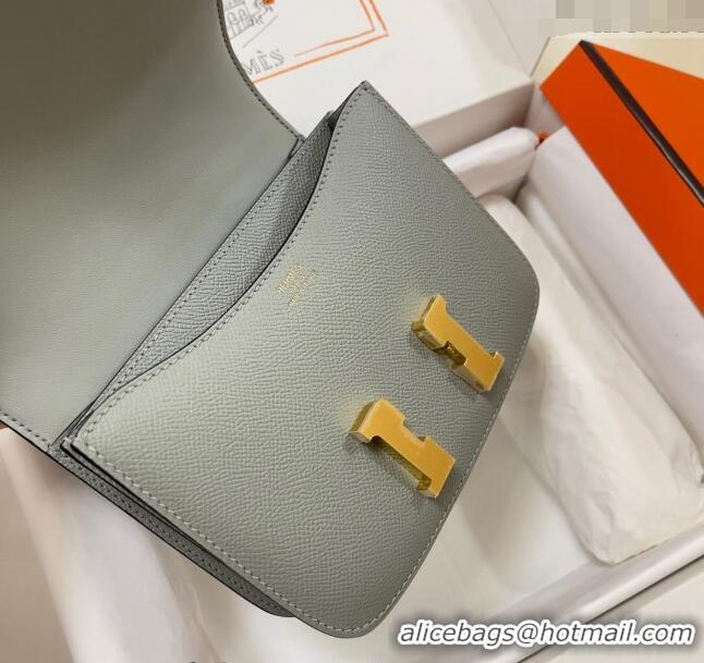 Top Design Hermes Constance Mini Bag 18cm in Epsom Palm-Grained Leather 8057 Seagull Grey/Gold 2024 (Half Handmade)