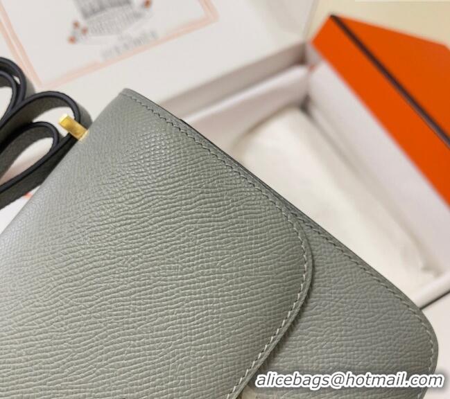 Top Design Hermes Constance Mini Bag 18cm in Epsom Palm-Grained Leather 8057 Seagull Grey/Gold 2024 (Half Handmade)