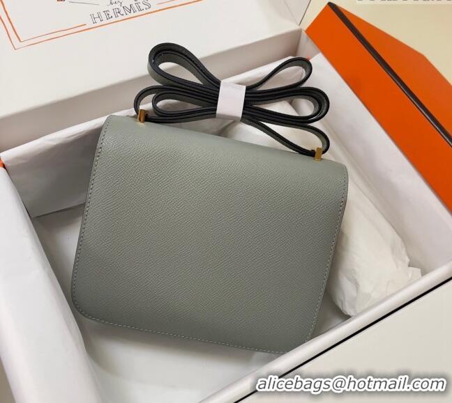 Top Design Hermes Constance Mini Bag 18cm in Epsom Palm-Grained Leather 8057 Seagull Grey/Gold 2024 (Half Handmade)