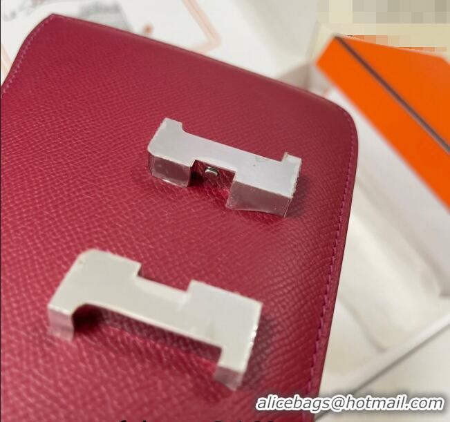 Well Crafted Hermes Constance Mini Bag 18cm in Epsom Palm-Grained Leather 8057 Pomegranate Red/Silver 2024 (Half Handmad