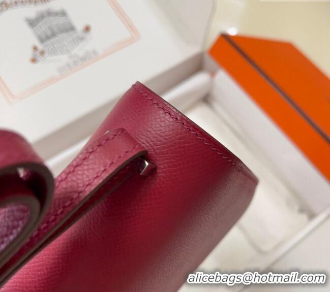 Well Crafted Hermes Constance Mini Bag 18cm in Epsom Palm-Grained Leather 8057 Pomegranate Red/Silver 2024 (Half Handmad