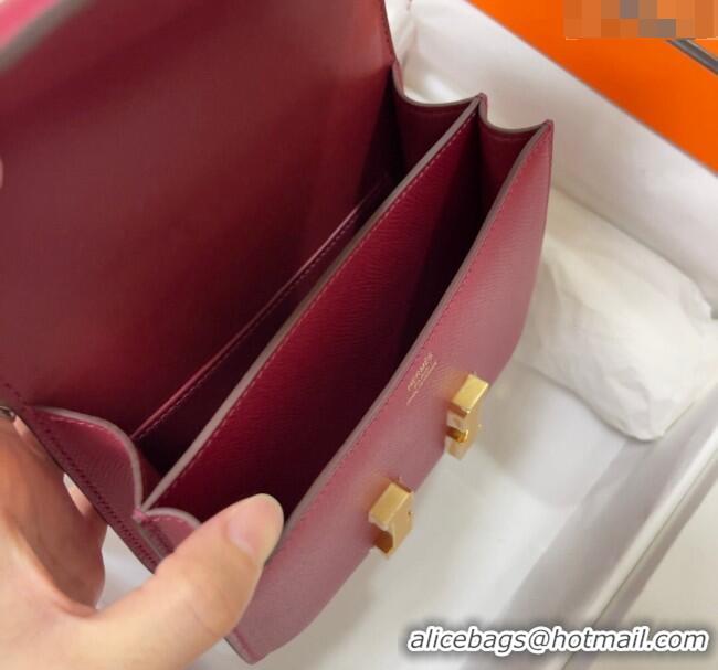 Trendy Design Hermes Constance Mini Bag 18cm in Epsom Palm-Grained Leather 8057 Pomegranate Red/Gold 2024 (Half Handmade