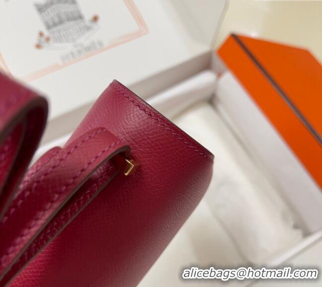 Trendy Design Hermes Constance Mini Bag 18cm in Epsom Palm-Grained Leather 8057 Pomegranate Red/Gold 2024 (Half Handmade