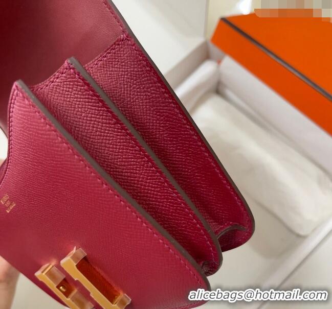 Trendy Design Hermes Constance Mini Bag 18cm in Epsom Palm-Grained Leather 8057 Pomegranate Red/Gold 2024 (Half Handmade