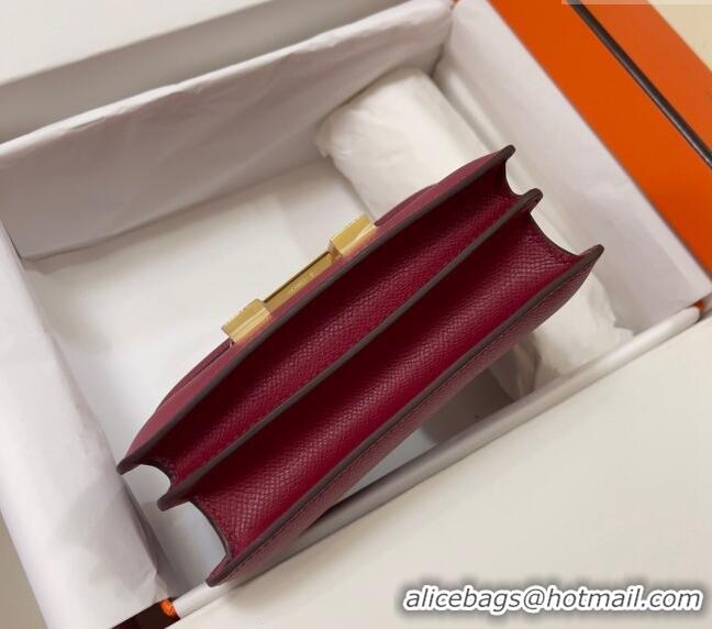 Trendy Design Hermes Constance Mini Bag 18cm in Epsom Palm-Grained Leather 8057 Pomegranate Red/Gold 2024 (Half Handmade