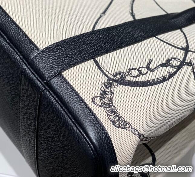 Grade Design Hermes Garden Party Bag 30/36cm in Printed Canvas and Calfskin H8109 Black 2024 (Half Handmade)