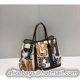 Top Quality Hermes Garden Party Bag 30/36cm in Printed Canvas and Calfskin H8109 Ebony 2024 (Half Handmade)