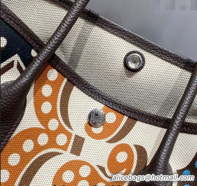 Top Quality Hermes Garden Party Bag 30/36cm in Printed Canvas and Calfskin H8109 Ebony 2024 (Half Handmade)