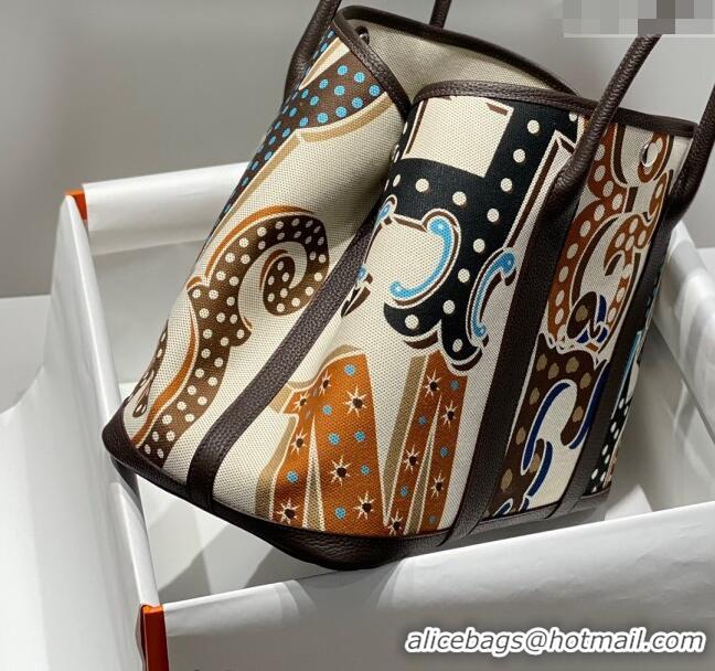 Top Quality Hermes Garden Party Bag 30/36cm in Printed Canvas and Calfskin H8109 Ebony 2024 (Half Handmade)