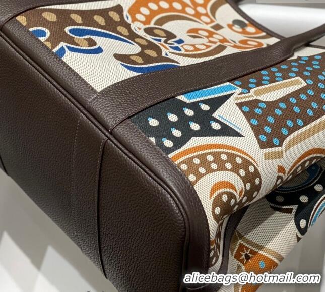 Top Quality Hermes Garden Party Bag 30/36cm in Printed Canvas and Calfskin H8109 Ebony 2024 (Half Handmade)