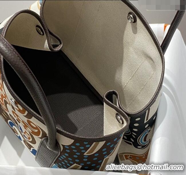 Top Quality Hermes Garden Party Bag 30/36cm in Printed Canvas and Calfskin H8109 Ebony 2024 (Half Handmade)