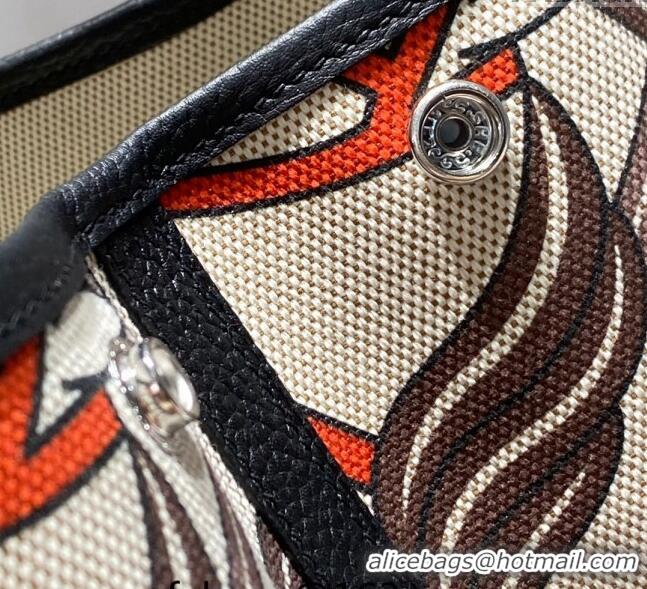 Best Quality Hermes Garden Party Bag 30/36cm in Printed Canvas and Calfskin H8109 Black/Multi 2024 (Half Handmade)