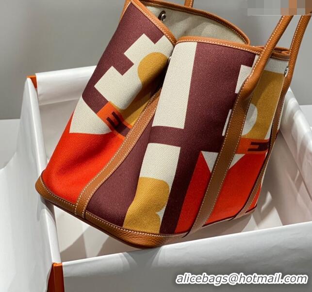 Best Price Hermes Garden Party Bag 30/36cm in Printed Canvas and Calfskin H8109 Light Brown 2024 (Half Handmade)