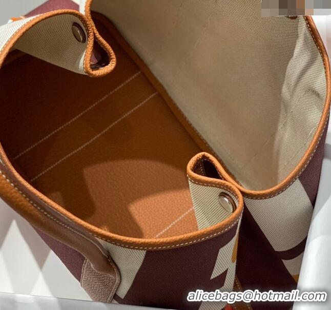 Best Price Hermes Garden Party Bag 30/36cm in Printed Canvas and Calfskin H8109 Light Brown 2024 (Half Handmade)