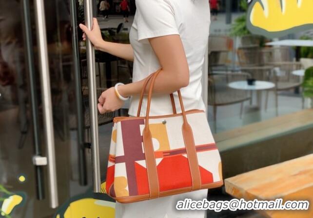 Best Price Hermes Garden Party Bag 30/36cm in Printed Canvas and Calfskin H8109 Light Brown 2024 (Half Handmade)