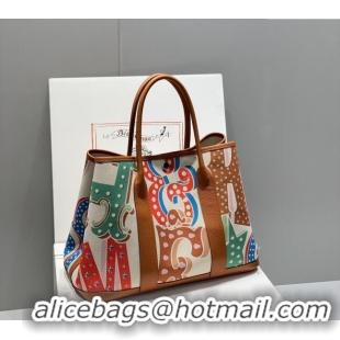 Buy Fashionable Hermes Garden Party Bag 30/36cm in Printed Canvas and Calfskin H8109 Brown/Multi 2024 (Half Handmade)