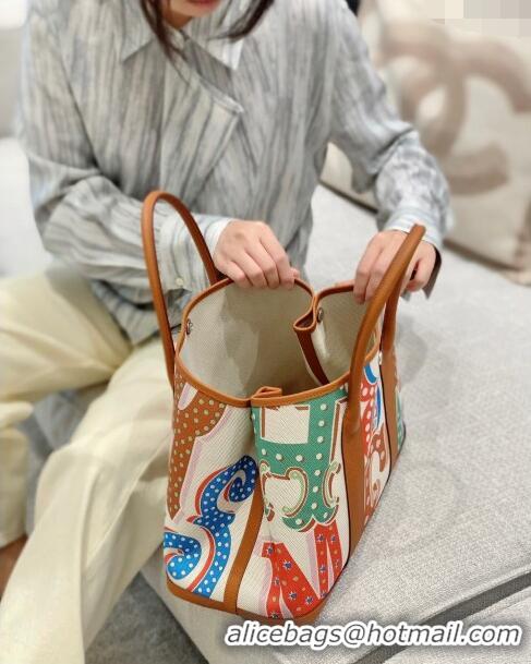 Buy Fashionable Hermes Garden Party Bag 30/36cm in Printed Canvas and Calfskin H8109 Brown/Multi 2024 (Half Handmade)