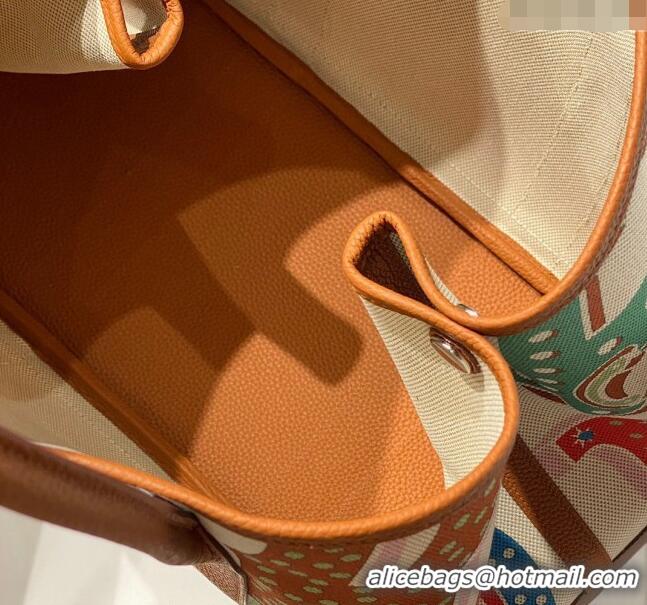 Buy Fashionable Hermes Garden Party Bag 30/36cm in Printed Canvas and Calfskin H8109 Brown/Multi 2024 (Half Handmade)