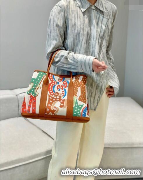 Buy Fashionable Hermes Garden Party Bag 30/36cm in Printed Canvas and Calfskin H8109 Brown/Multi 2024 (Half Handmade)