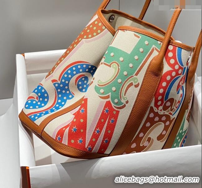 Buy Fashionable Hermes Garden Party Bag 30/36cm in Printed Canvas and Calfskin H8109 Brown/Multi 2024 (Half Handmade)