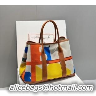 Cheapest Hermes Garden Party Bag 30/36cm in Printed Canvas and Calfskin H8109 Brown 2024 (Half Handmade)