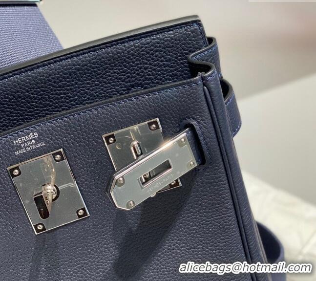 Promotional Hermes Birkin Hac a Dos Bag in Original Grained Calfskin 8123 Navy Blue 2024